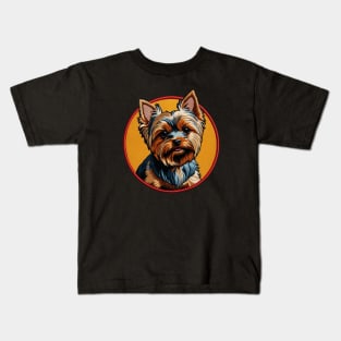 Yorkie Traditional Embroidered Patch Kids T-Shirt